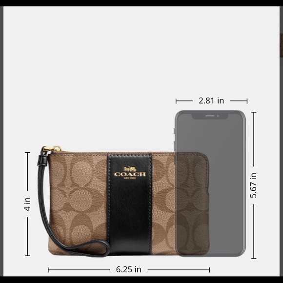 *NEW* COACH Corner Zip Wristlet In Signature Canvas - Picture 4 of 6